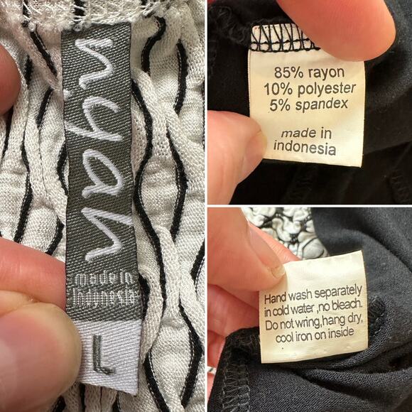 Nyah Mix Texture Color Block Tunic Top Front Pocket Long Sleeve Artsy Sz: L - Picture 6 of 6